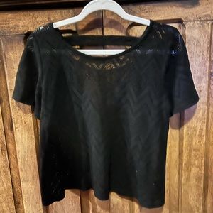 Black Sheer Short Sleeve Top